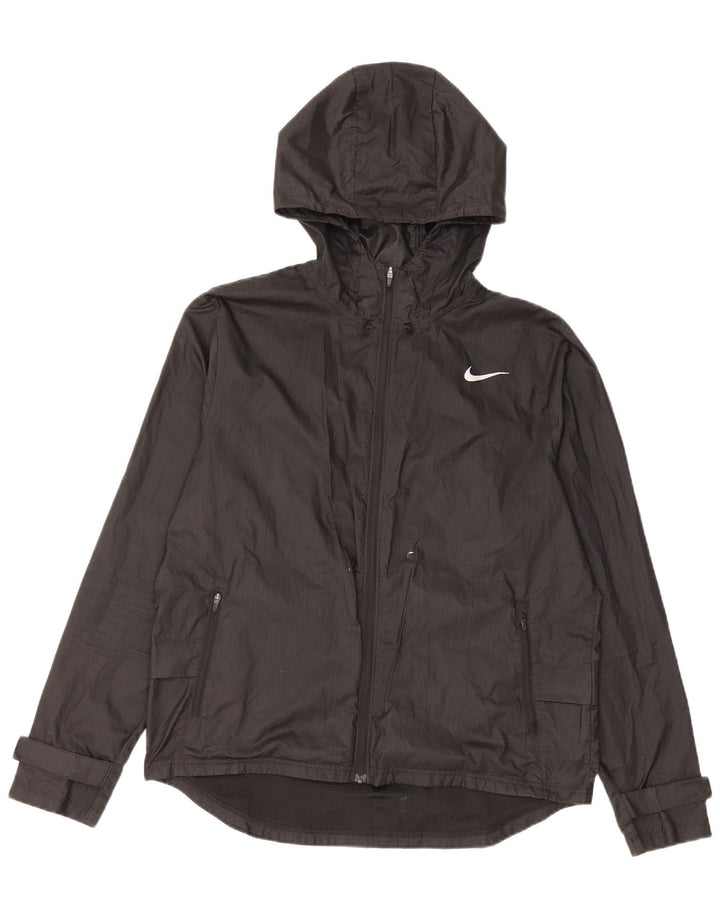 Damska kurtka przeciwdeszczowa z kapturem Nike UK 14, średni czarny poliester