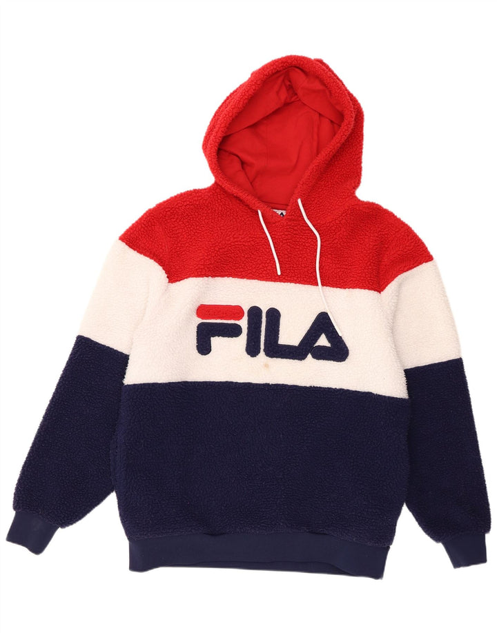 Męski sweter polarowy Fila z kapturem, średni wielokolorowy poliester z blokami kolorów
