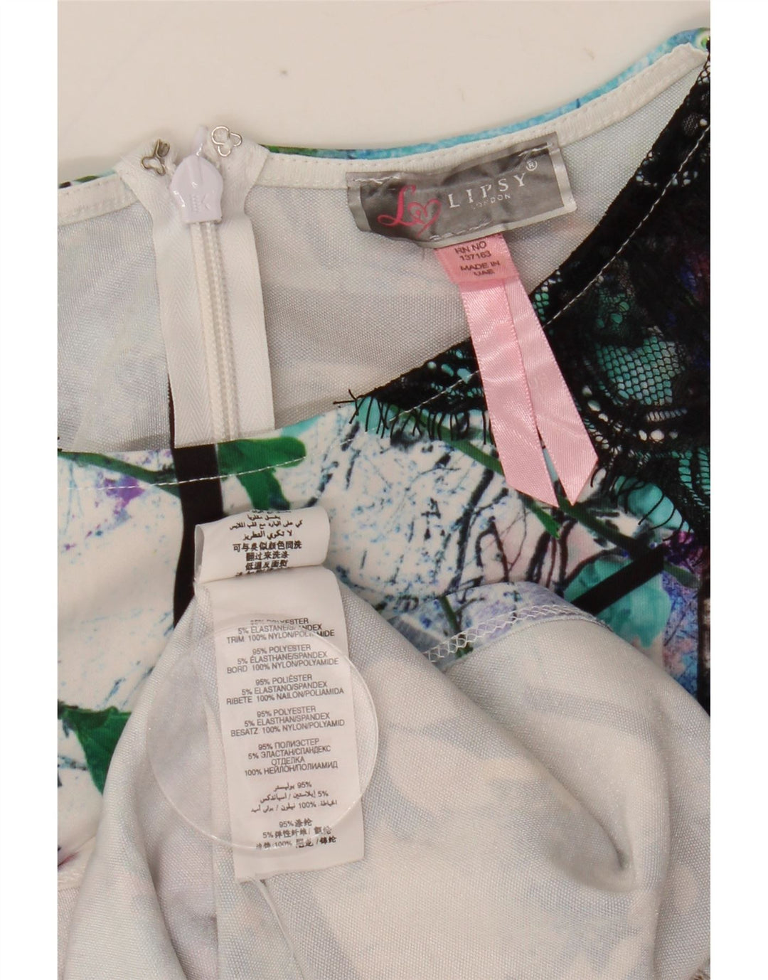 Damska graficzna obcisła sukienka Lipsy UK 10, mała, wielokolorowy poliester