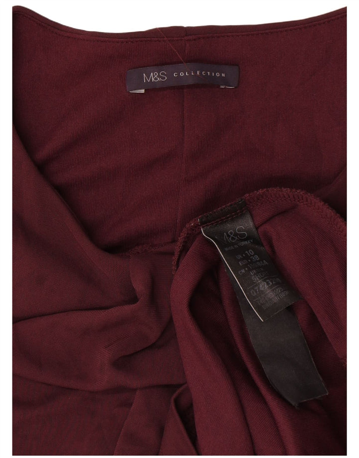 Marks & Spencer Damska sukienka typu shift z długim rękawem, UK 10, mała, bordowa