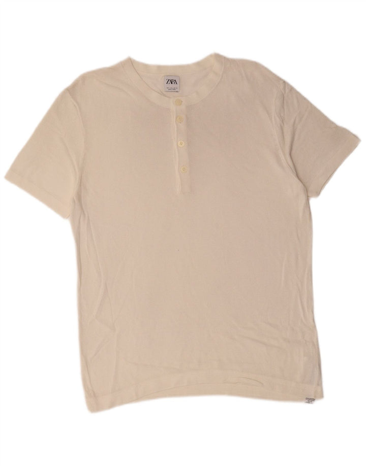 Męski T-shirt Zara, duży, biały, wiskoza