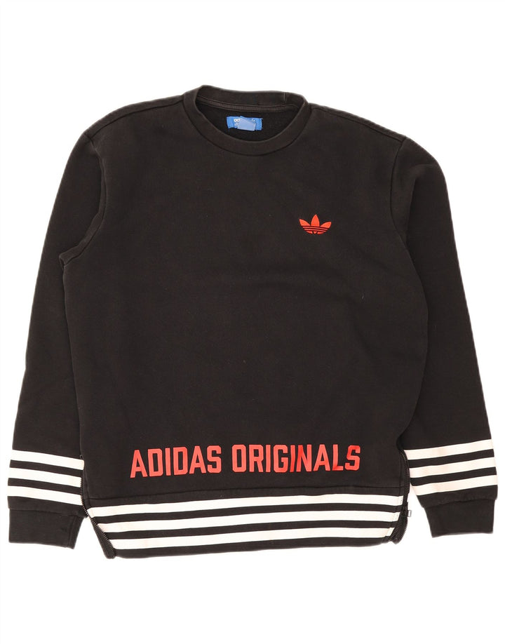 Adidas Męska bluza z grafiką, mała, czarna, bawełniana