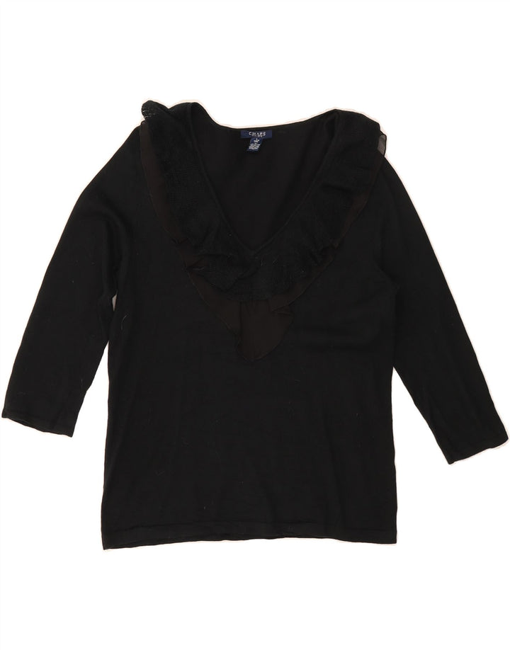 CHAPS Womens Top 3/4 Sleeve UK 14 Large Black Cotton Vintage Chaps and Second-Hand Chaps from Messina Hembry 