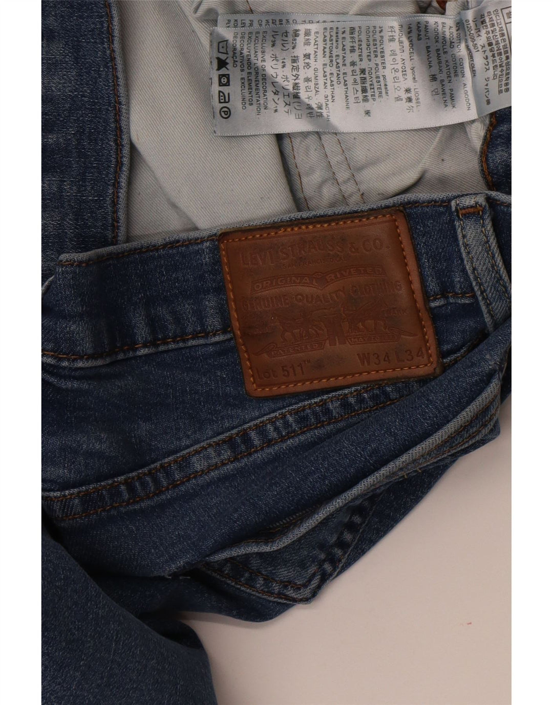 Męskie jeansy Levi's 511 Slim W34 L34 Niebieska bawełna