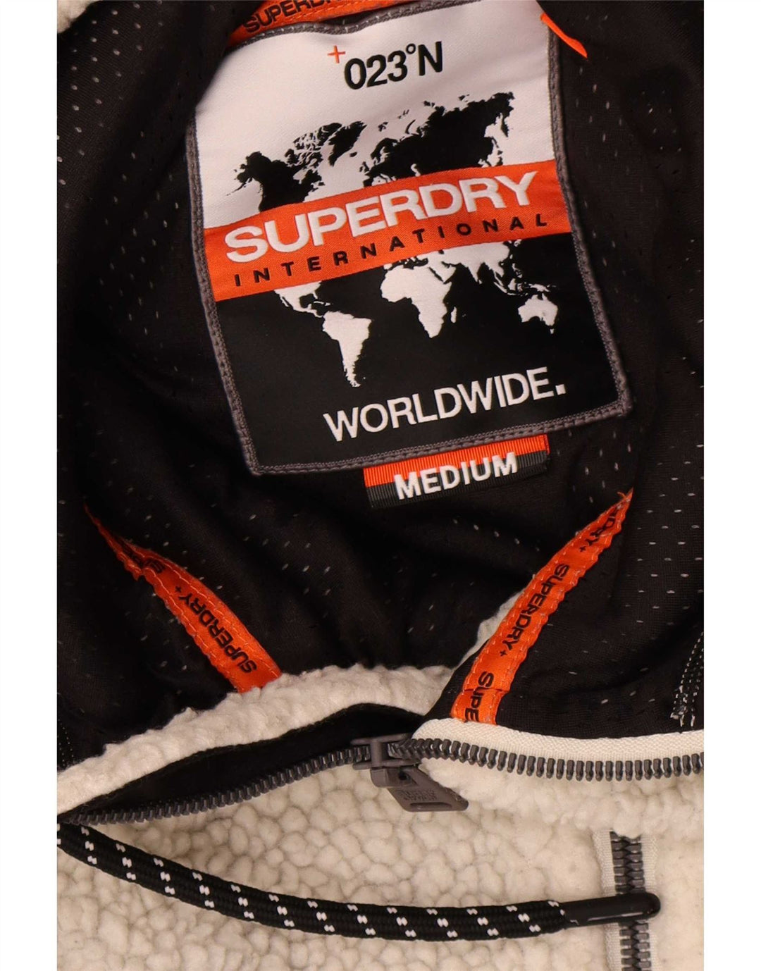 Męska kurtka polarowa z kapturem Superdry UK 38, średni, złamany biały poliester