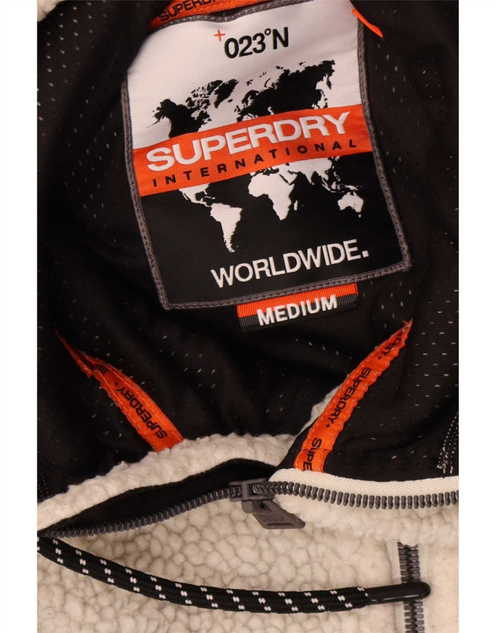 Męska kurtka polarowa z kapturem Superdry UK 38, średni, złamany biały poliester