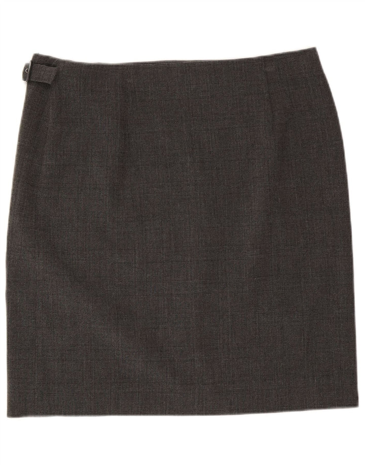 Damska spódnica kopertowa Armani Jeans US 12, duża, W34, szary poliester w kratę
