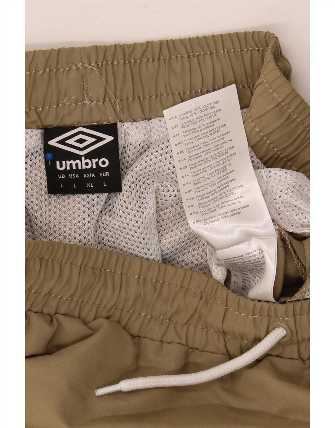 Męskie spodenki kąpielowe Umbro z grafiką, duże, poliestrowe w kolorze khaki