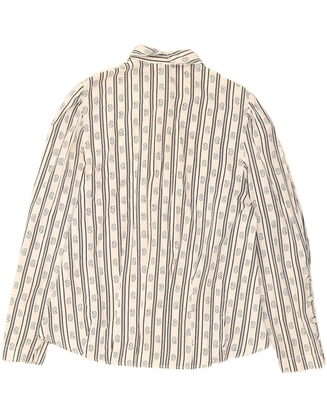 VINTAGE Womens Shirt Blouse UK 14 Medium White Striped Cotton Vintage Vintage and Second-Hand Vintage from Messina Hembry 