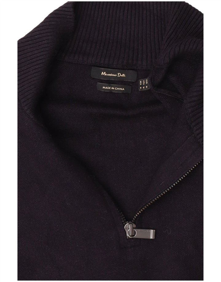 Męski sweter zapinany na zamek Massimo Dutti, średni granatowy