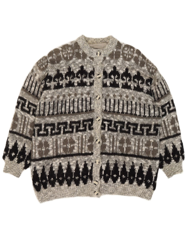 Sweter damski w stylu vintage, UK 20 2XL, szary, geometryczny