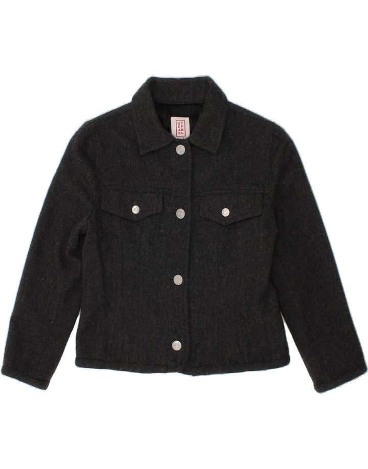 STEFANEL Girls Bomber Jacket 7-8 Years Grey Acetate Vintage Stefanel and Second-Hand Stefanel from Messina Hembry 
