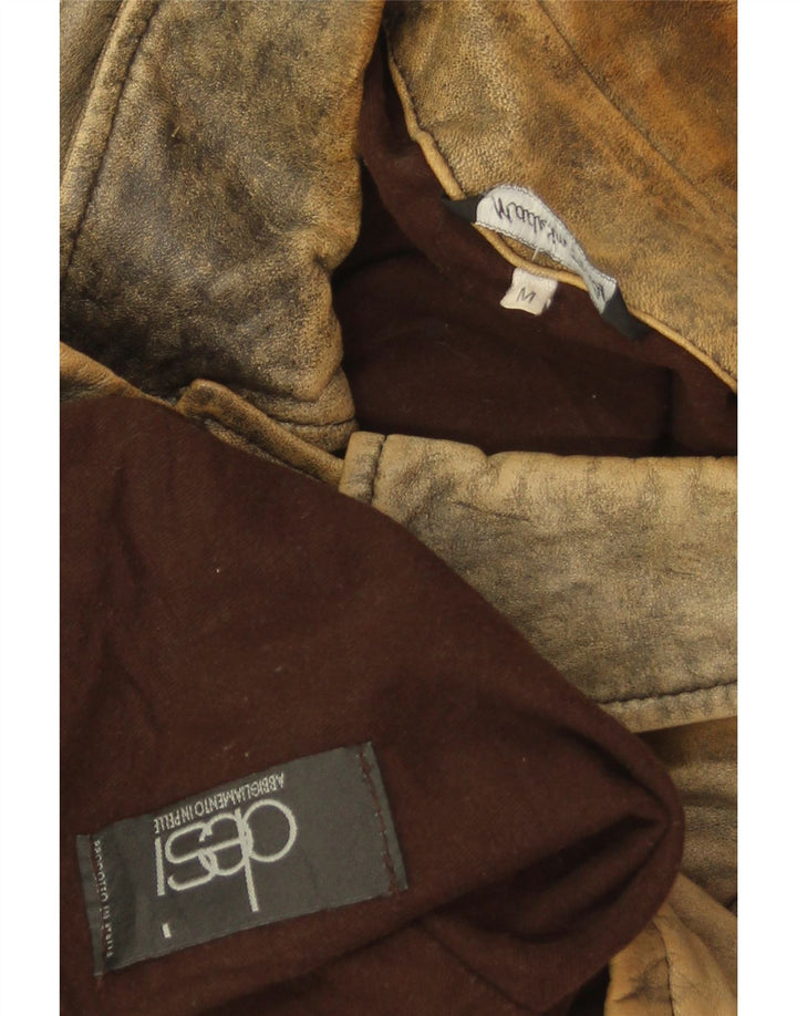 Desi Męska kurtka skórzana UK 38 Średnia brązowa skóra