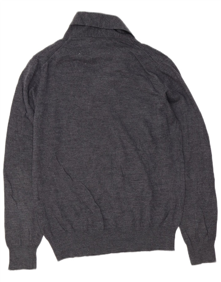 Męski sweter Zara z szalowym dekoltem, duży, szary, wełniany