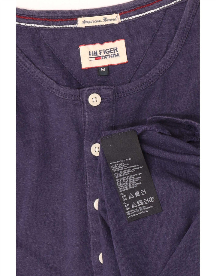 Tommy Hilfiger Męski top Henley z długim rękawem, średni granatowy, bawełniany
