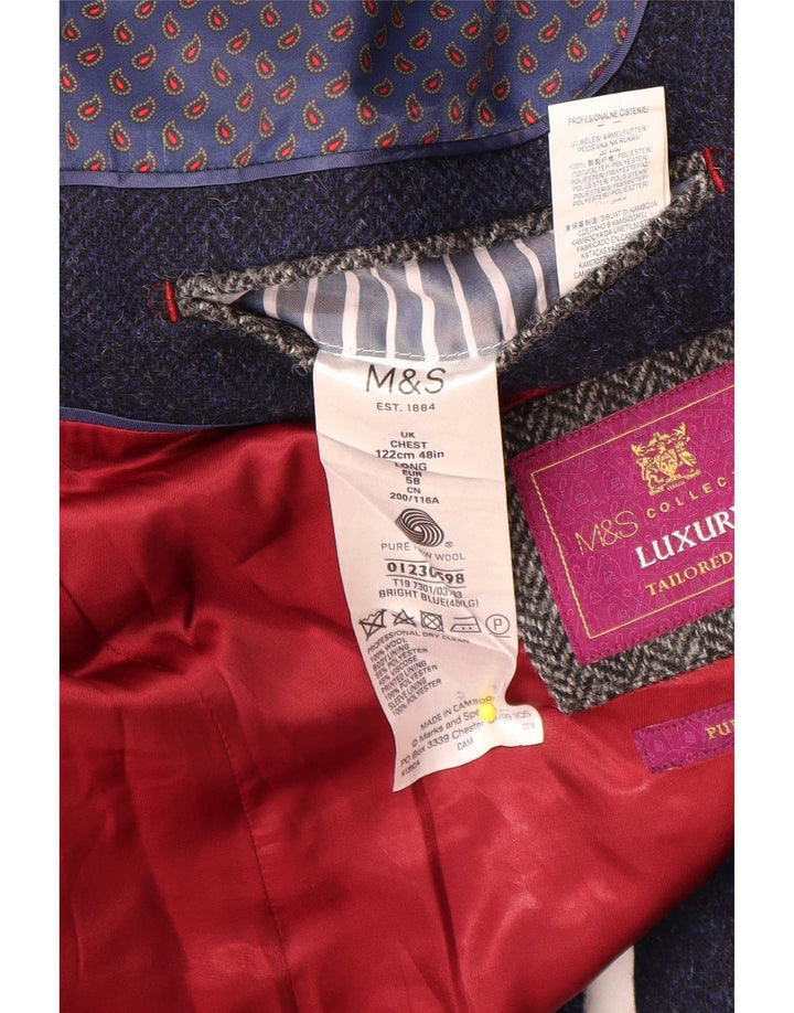 Marks & Spencer Męska marynarka zapinana na 2 guziki UK 48 2XL Granatowa wełna