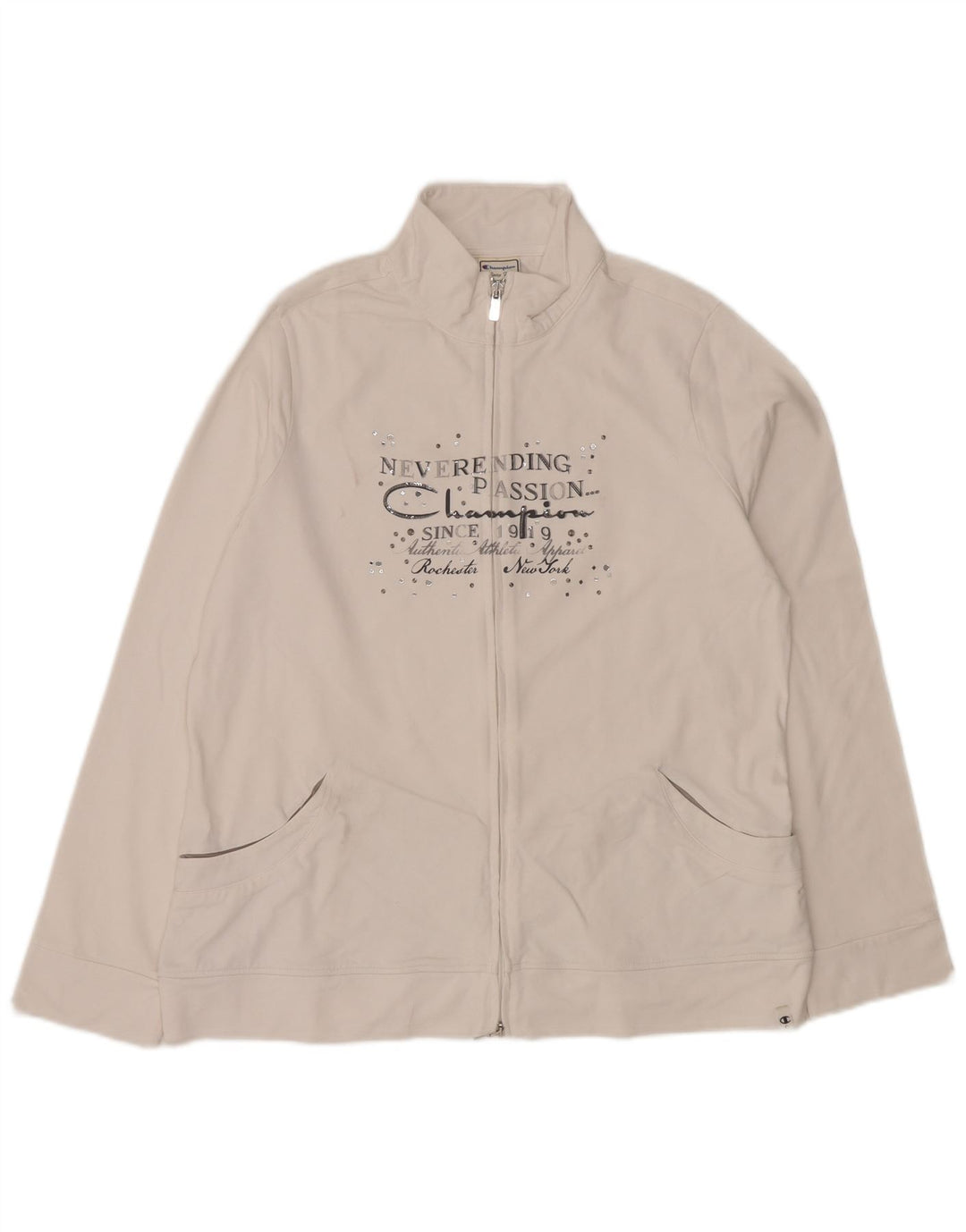 Damska kurtka dresowa CHAMPION Easy Fit Graphic UK 16, duża biała