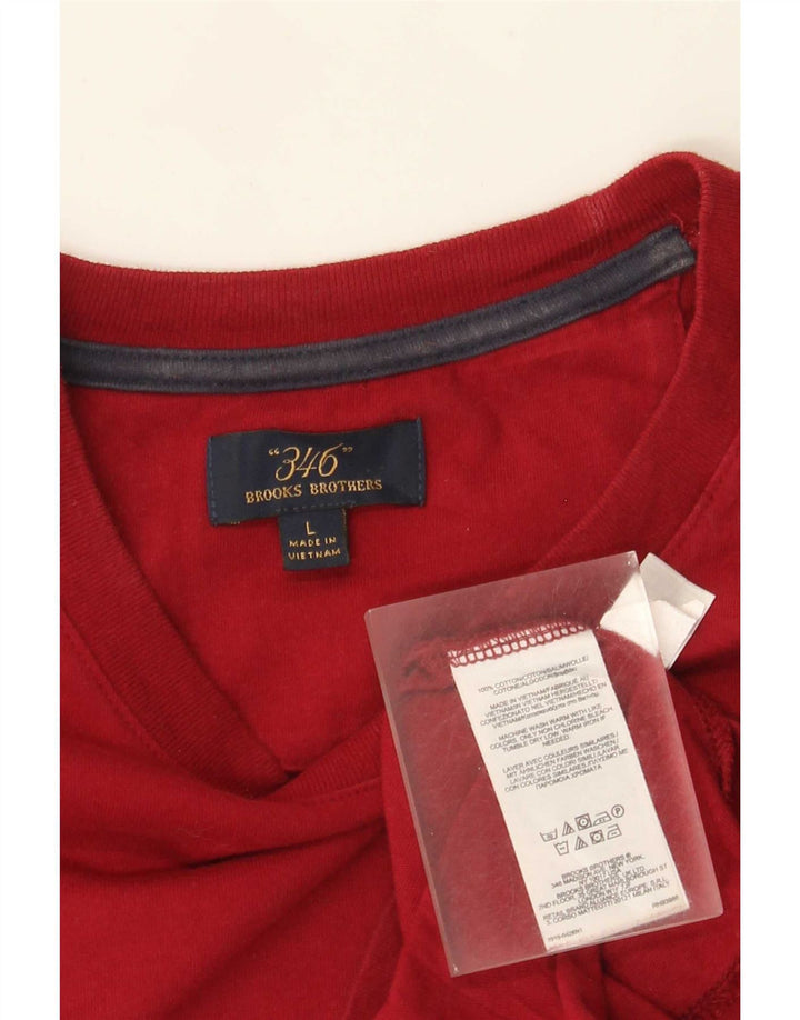 Męski top o regularnym kroju Brooks Brothers z długim rękawem, duży, czerwony, bawełniany