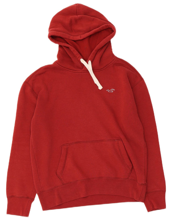 HOLLISTER Damski sweter oversize z kapturem UK 10, mały, bordowy, bawełniany