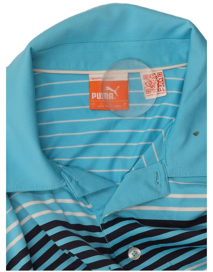 Męska koszulka polo PUMA w duże niebieskie paski