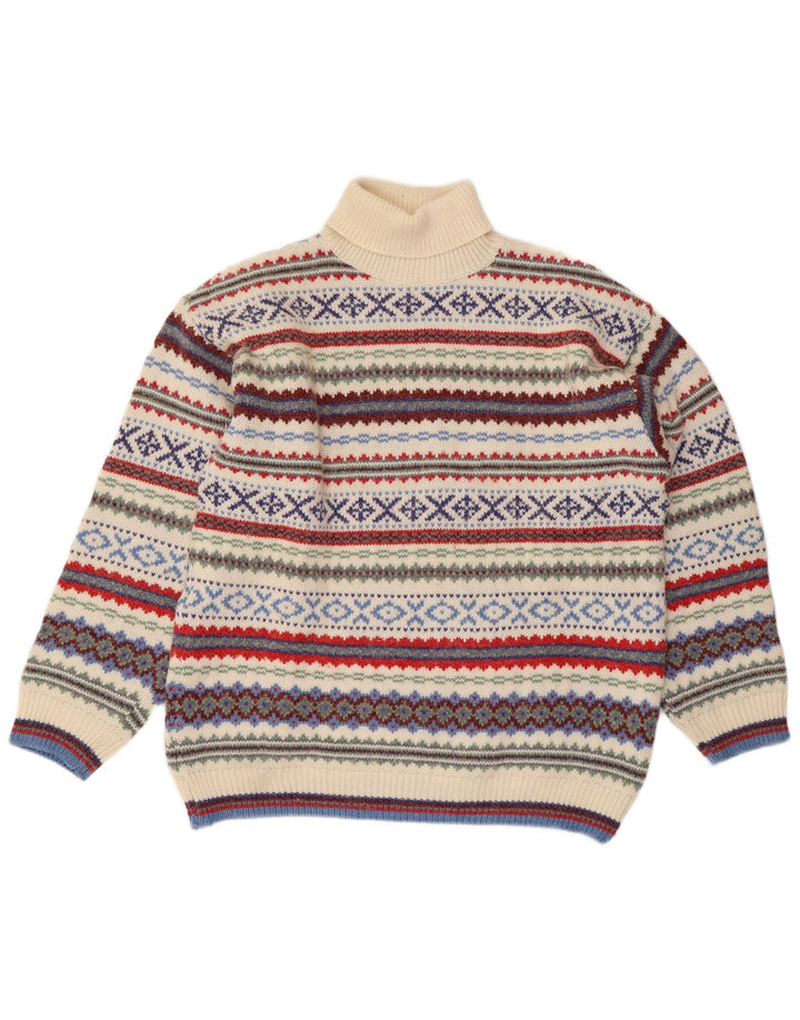 Męski sweter z golfem Ferro XL, wielokolorowy, wełniany Fair Isle