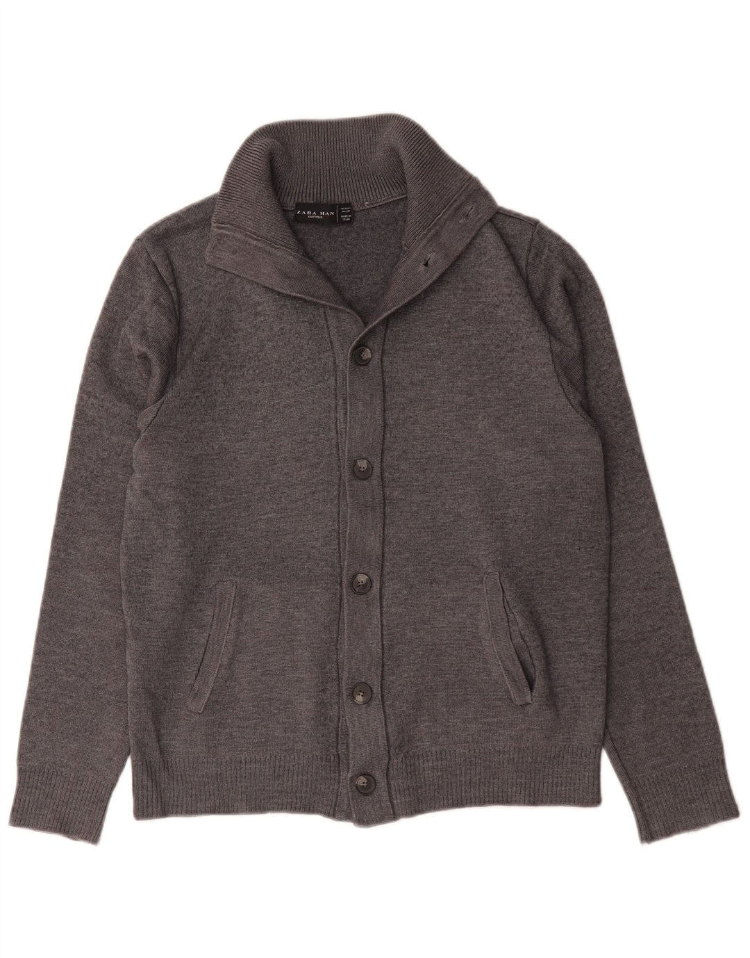 Męski sweter Zara, duży, szary, wełniany