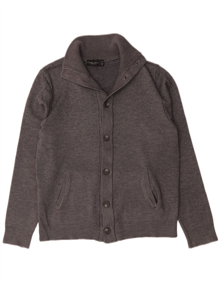 Męski sweter Zara, duży, szary, wełniany