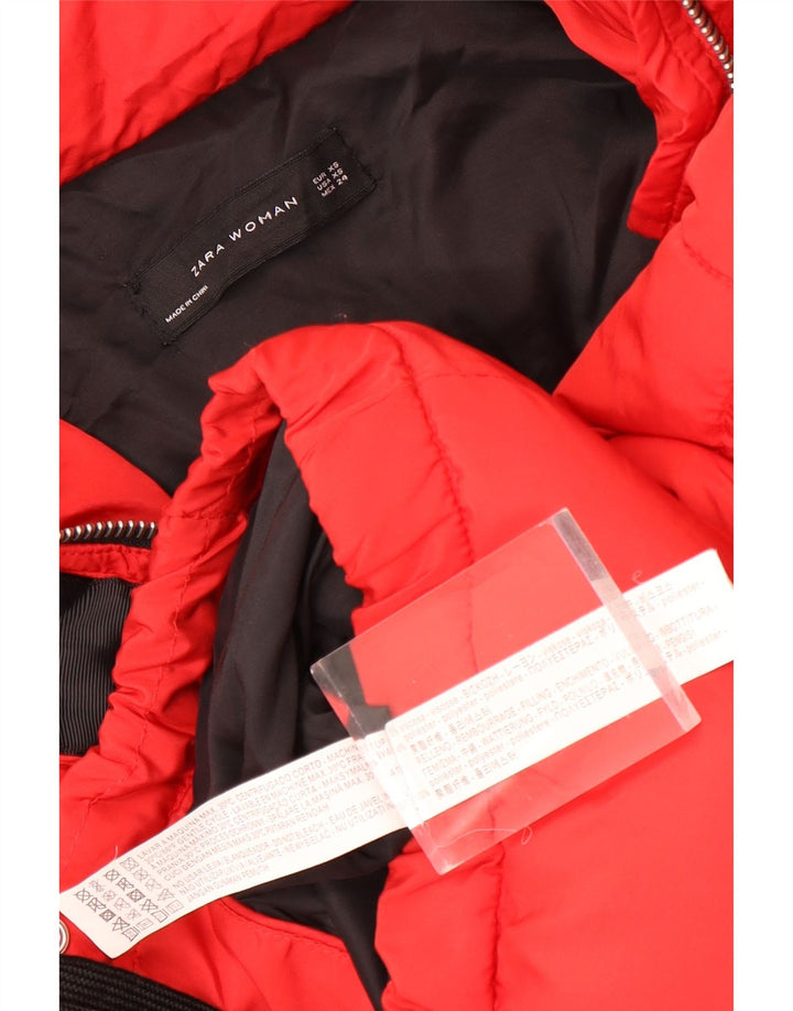 Damska kurtka oversize z kapturem ZARA UK 6 XS, czerwona wiskoza