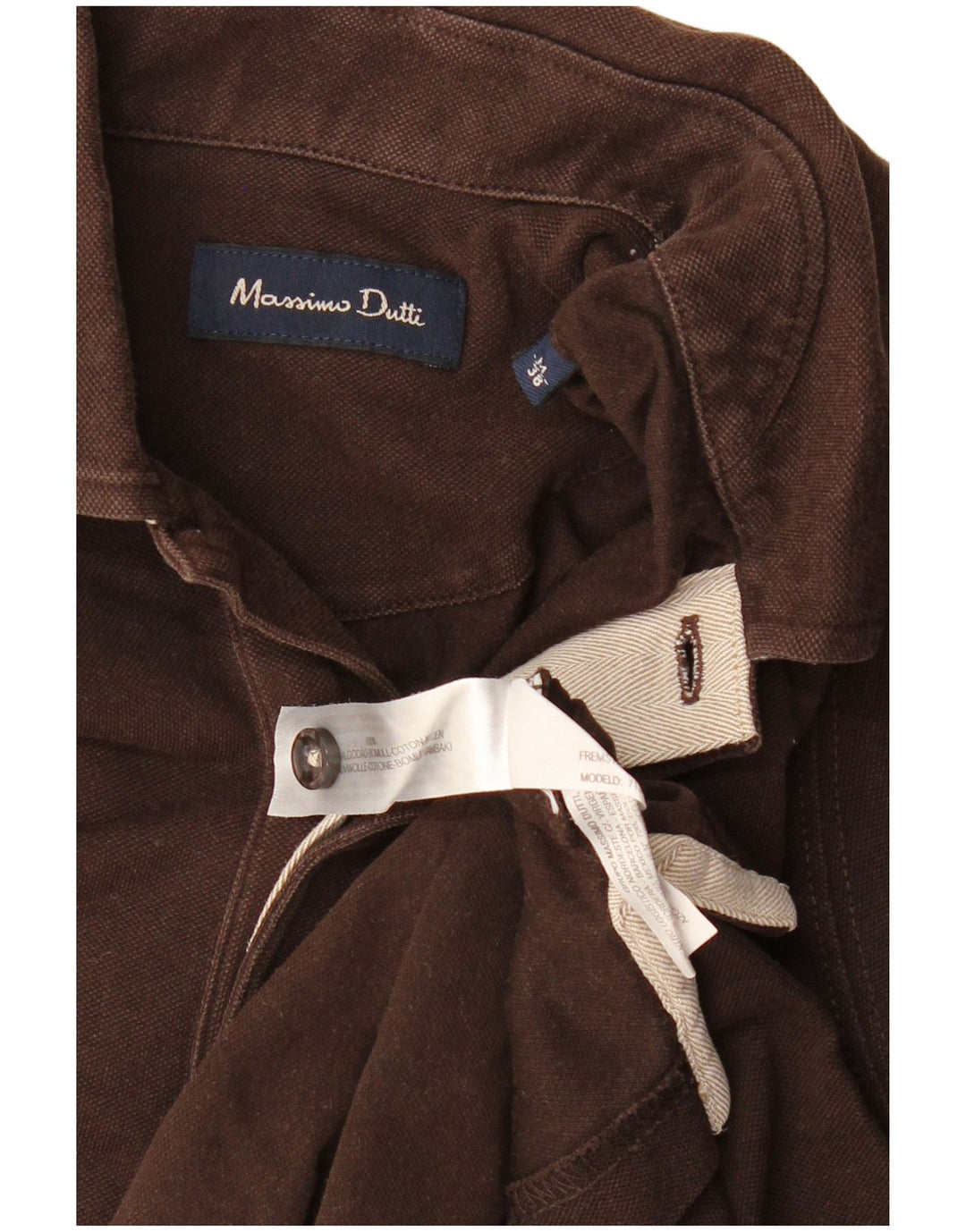 Męska koszulka polo MASSIMO DUTTI, bawełniana, średnio brązowa