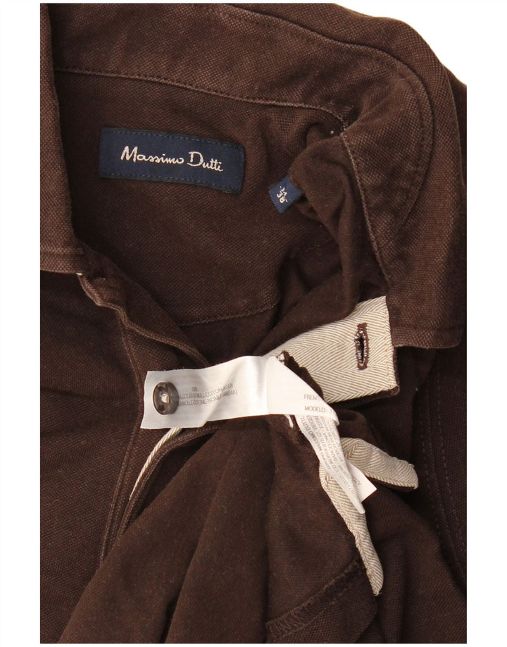 Męska koszulka polo MASSIMO DUTTI, bawełniana, średnio brązowa