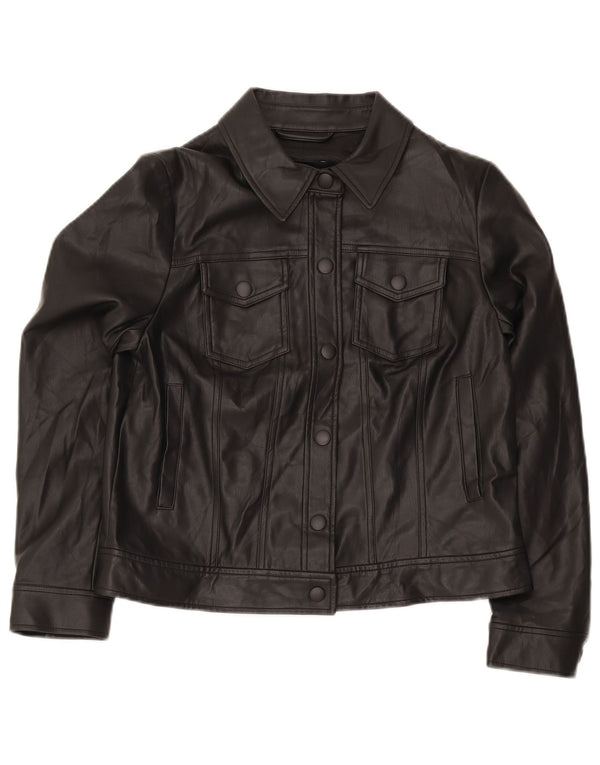 Marks & Spencer Damska kurtka bomber ze sztucznej skóry UK 12, średnia czarna