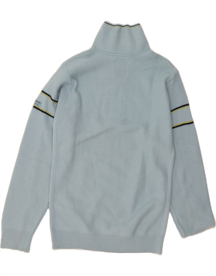 GREEN COAST Mens Zip Neck Jumper Sweater IT 50 Medium Blue Wool Vintage Green Coast and Second-Hand Green Coast from Messina Hembry 