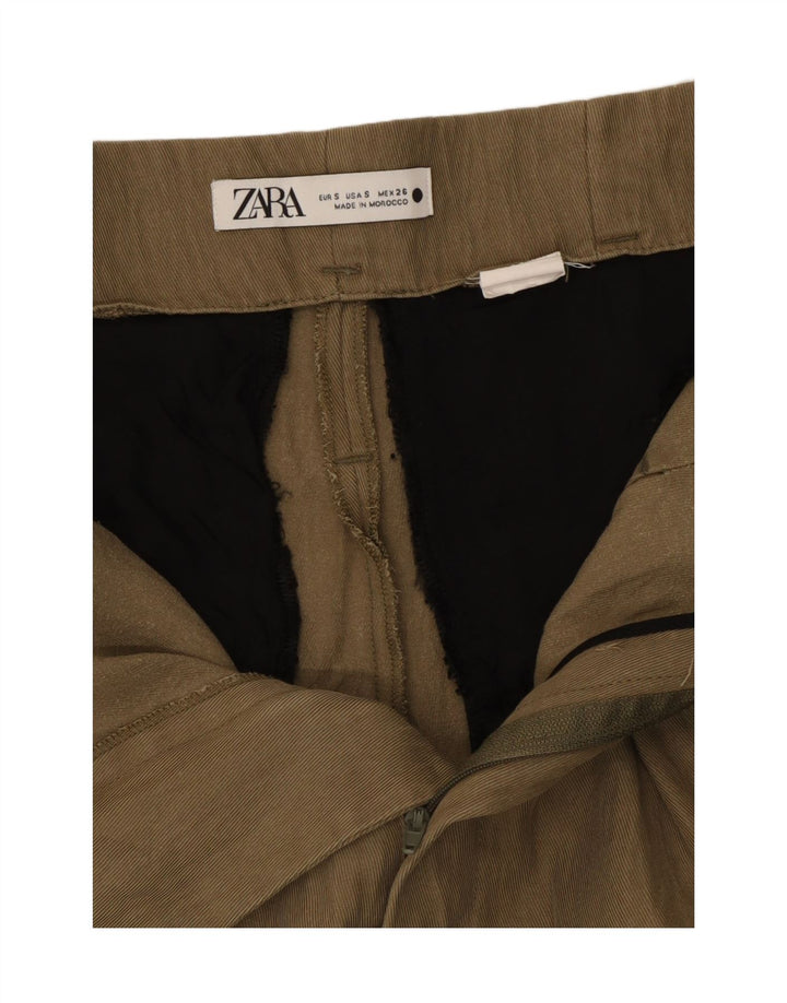 Damskie, przycięte spodnie Zara, małe W26 L24 Khaki