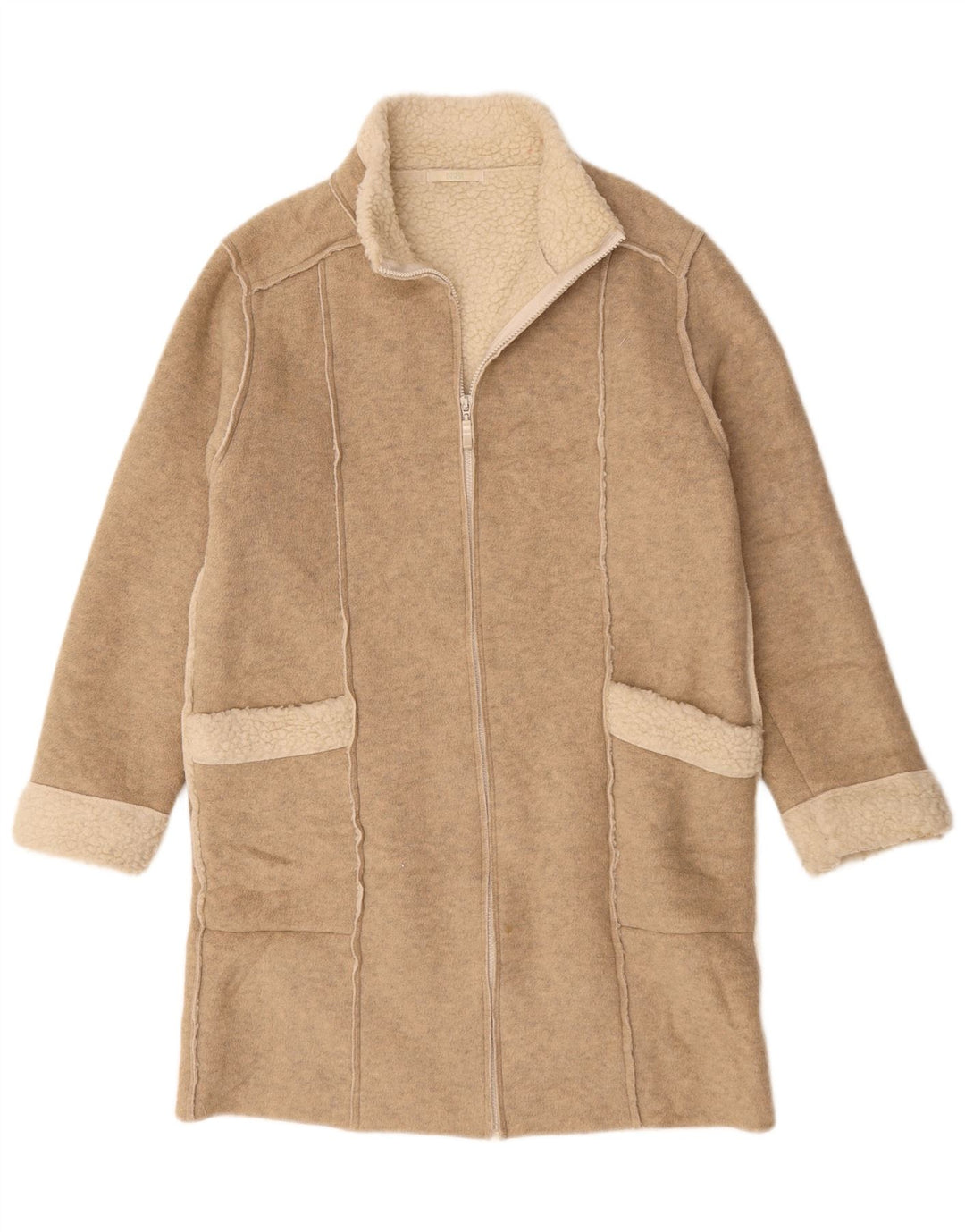 Marks & Spencer Damski płaszcz oversize Sherpa UK 10 Small Beige Flecked