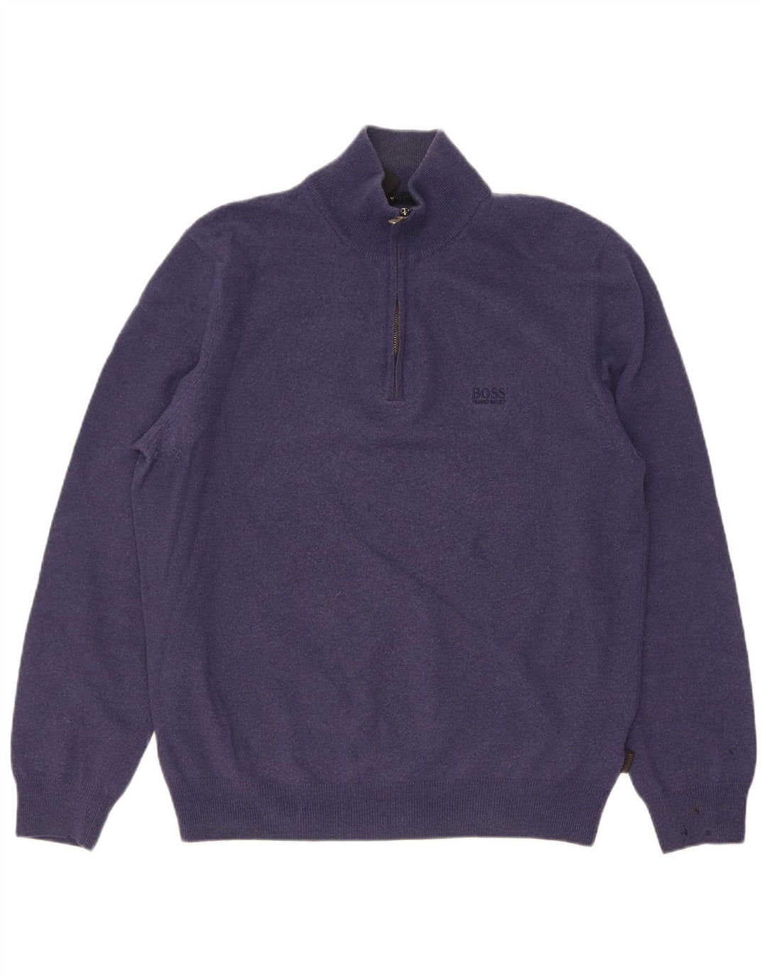 Męski sweter z zamkiem błyskawicznym Hugo Boss, duży, granatowy, z dziewiczej wełny