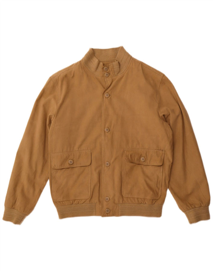 Męska kurtka bomber w stylu vintage UK 38, średni beżowy poliester