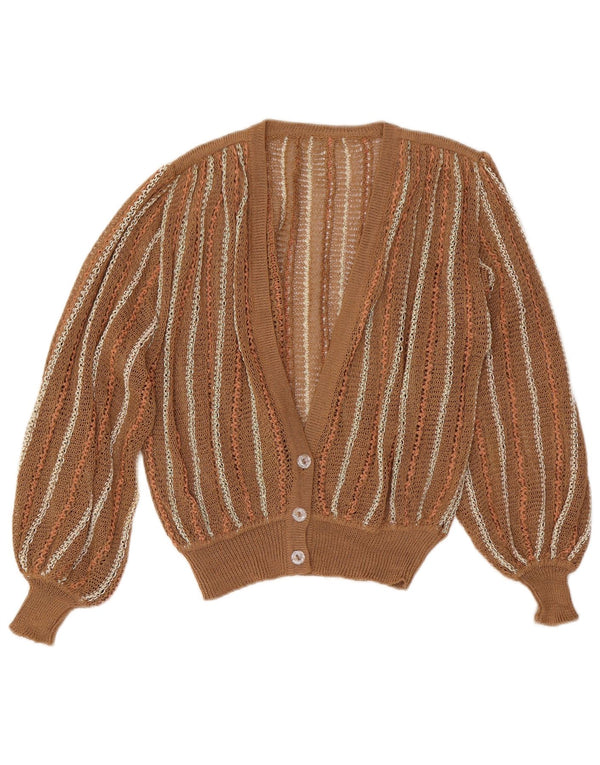 Sweter damski w stylu vintage, UK 16, duże brązowe paski