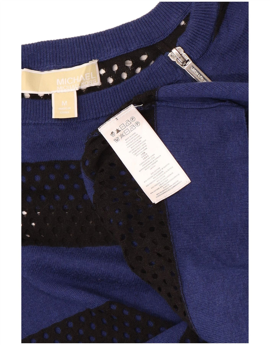 MICHAEL KORS Damski sweter z dekoltem w łódkę UK 12 w średnie niebieskie paski