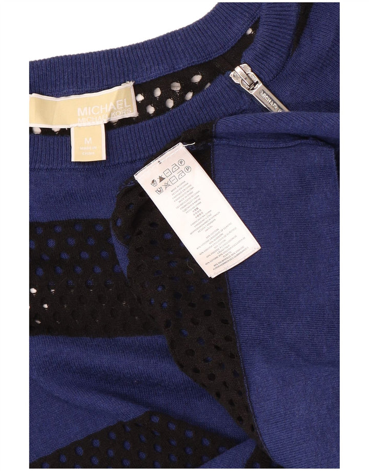 MICHAEL KORS Damski sweter z dekoltem w łódkę UK 12 w średnie niebieskie paski