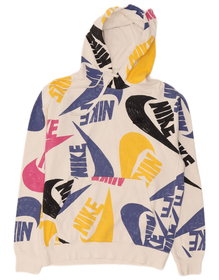 Męska bluza z kapturem Nike z grafiką, średnia biała bawełna