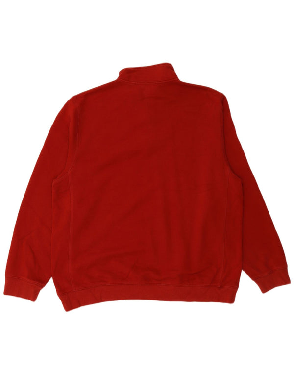IZOD Mens Zip Neck Sweatshirt Jumper XL Red Cotton