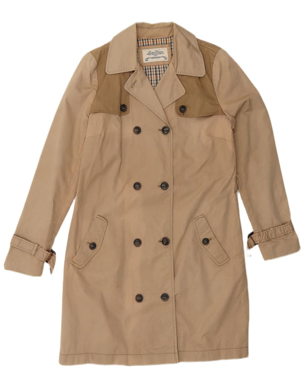 ZARA Womens Double Breasted Trench Coat UK 14 Medium Beige Colourblock