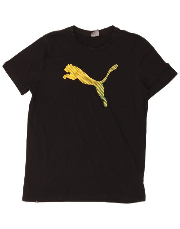 Męski T-shirt z grafiką PUMA, duży, czarny, bawełniany