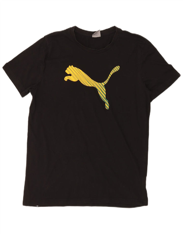 Męski T-shirt z grafiką PUMA, duży, czarny, bawełniany