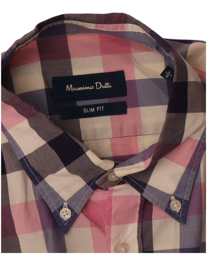 Koszula męska MASSIMO DUTTI Slim Fit w dużą, wielokolorową kratę