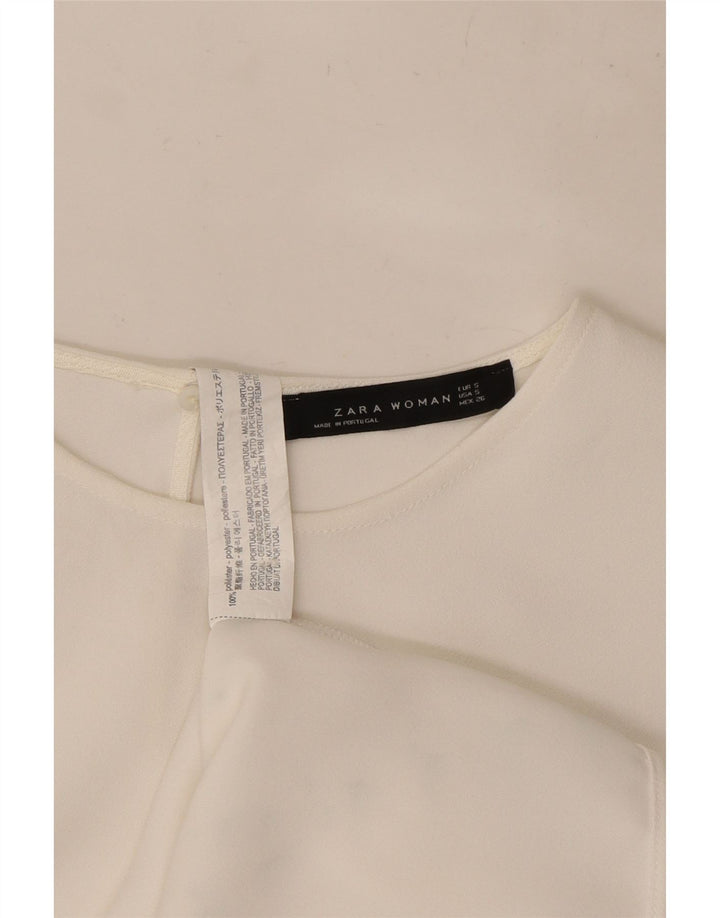 Damska bluzka oversize z batwingiem Zara UK 10, mała, biała, poliestrowa
