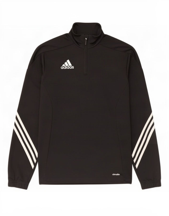 Adidas Męskie Climalite Zip Neck Sweter Dresowy Top Mały Czarny Poliester