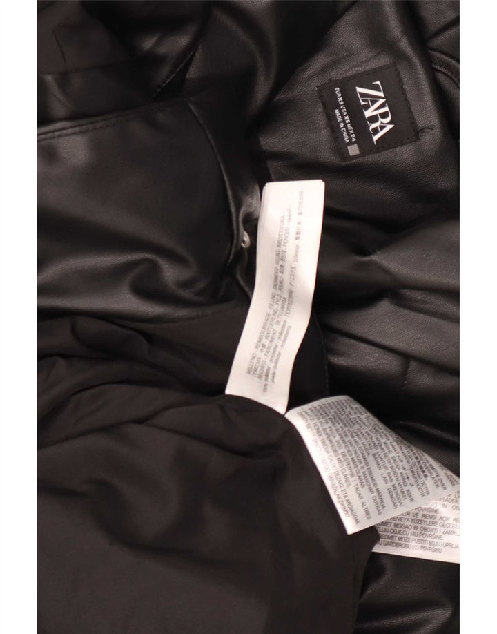 Ocieplana kurtka damska Zara, oversize, UK 6 XS, czarna, poliester