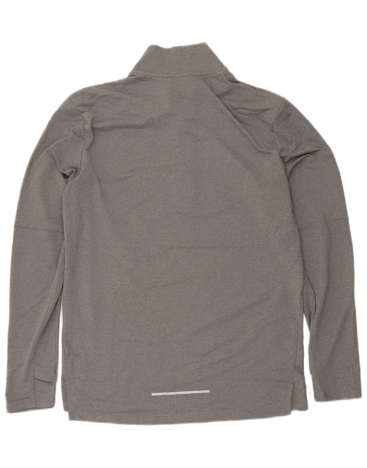 Męska koszulka Nike Dri Fit z zamkiem błyskawicznym i długim rękawem, średnioszary poliester