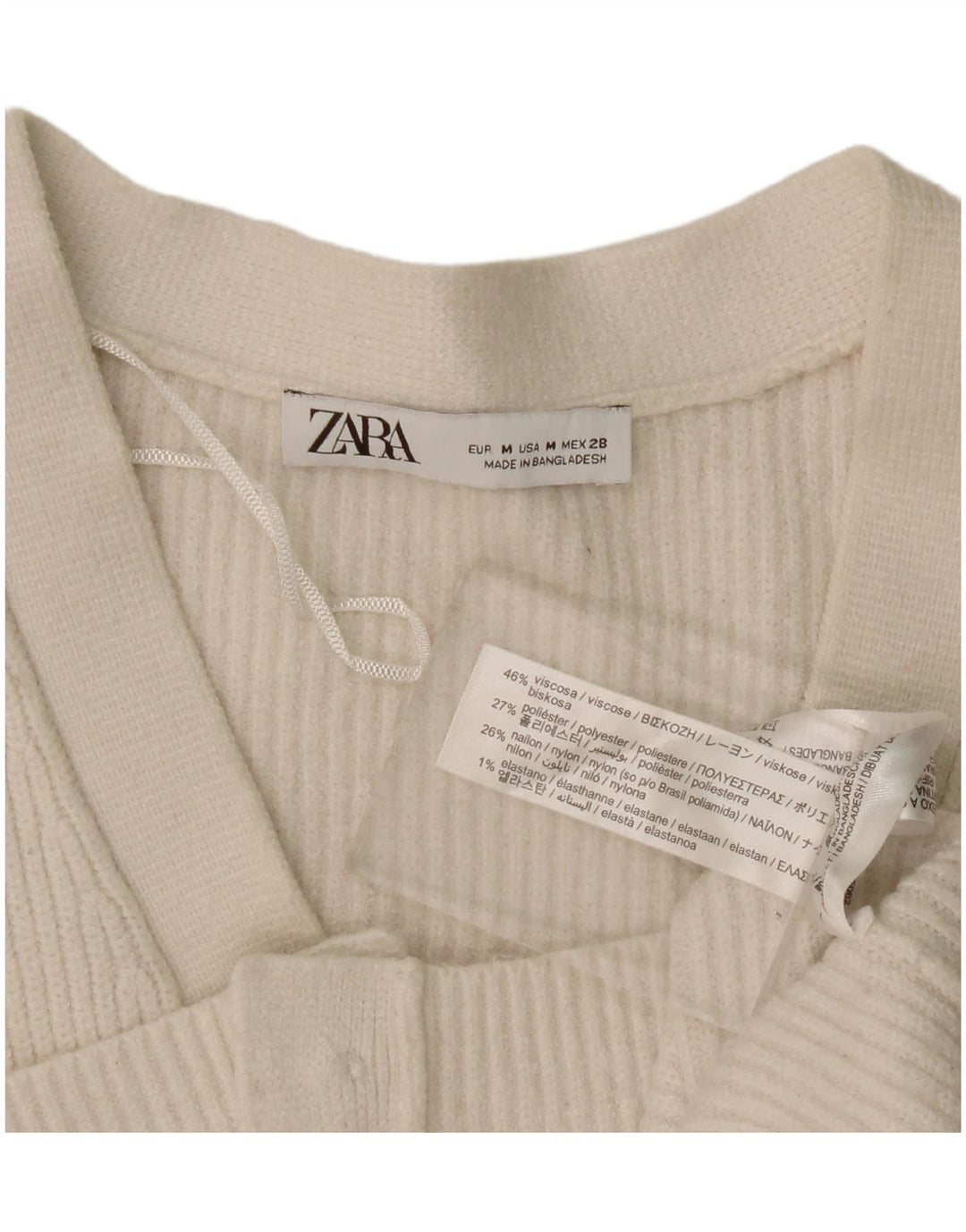Sweter damski Zara Crop Cardigan UK 14 Średni złamanej bieli, wiskoza